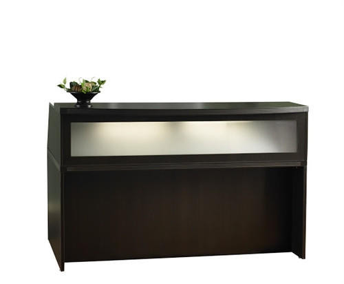 Mayline Group Mayline Aberdeen Small Mocha Reception Desk with Glass Accented Front