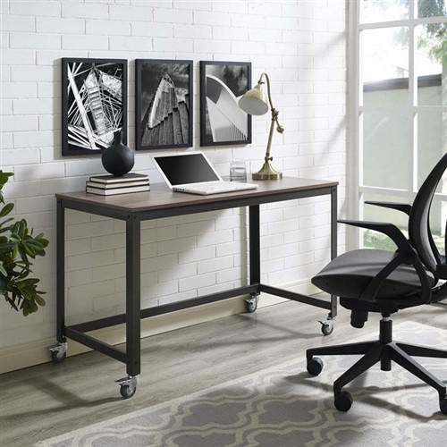  Modway Vinify Industrial Office Desk with Wheels 