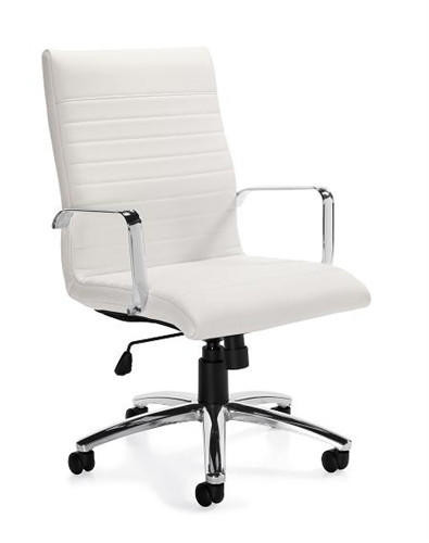  Offices To Go 11730-BL28 White Ribbed Back Executive Chair with Polished Frame 