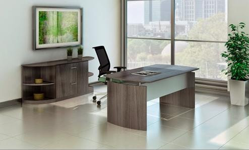 Mayline Group Mayline Medina 72" Desk with File Cabinet and Bookcases