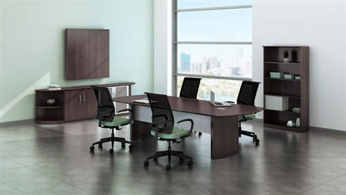 Mayline Group Mayline Medina 8' Mocha Conference Table with Silver Frame Accents