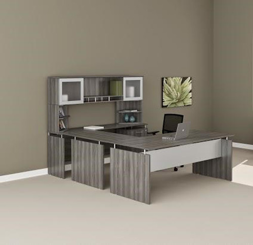 Mayline Group Mayline Medina Gray Steel Wood Finished Straight Front U Desk MNT39LGS 