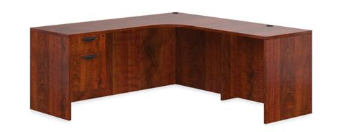 Offices To Go Superior Laminate L Shaped Desk In Dark Cherry