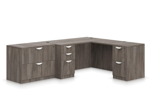 Offices To Go Superior Laminate L Shaped Desk with Freestanding File Cabinet SL-N (5 Finishes Available!)