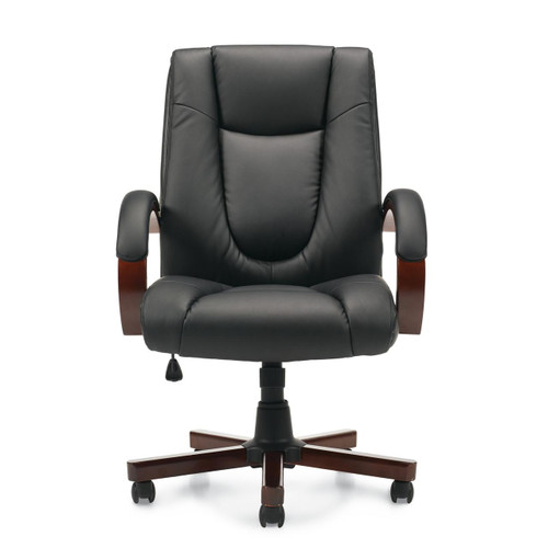 Offices To Go Wood and Leather Executive Conference Chair 11300B