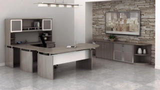 Mayline Group Mayline Medina Series Large Gray Steel Laminate Furniture Set for Executive Office