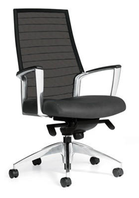 Global Total Office Global Accord High Back Mesh Chair with Leather Seat 2676LM-2