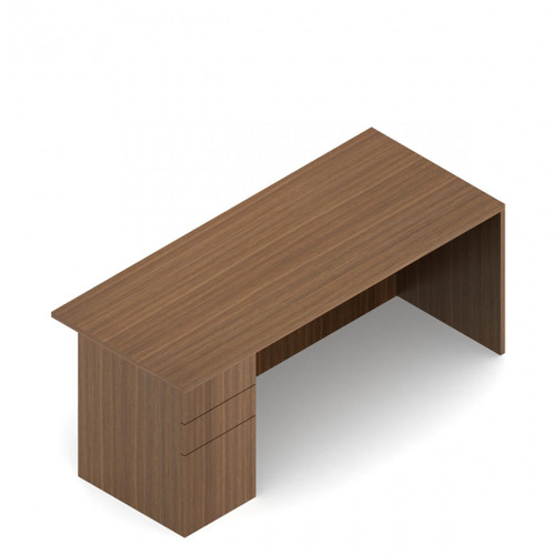 Global Total Office Global Lufton 66" Wood Veneer Straight Front Desk with Pedestal 