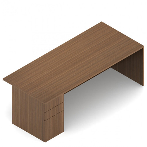 Global Total Office Global Lufton 72" x 36" Straight Front Wood Veneer Pedestal Desk 