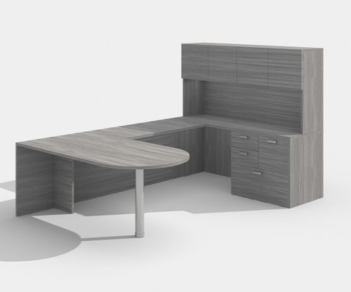 Cherryman Office Furniture Cherryman Amber Bullet Shape U-Desk with Hutch 