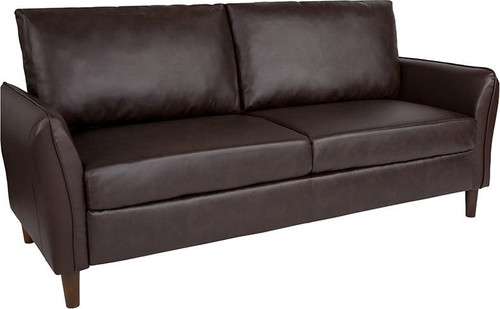  Flash Furniture Milton Park Plush Brown Leather Pillow Back Sofa 