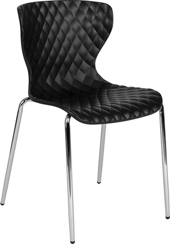  Flash Furniture Lowell Contemporary Black Plastic Stack Chair 