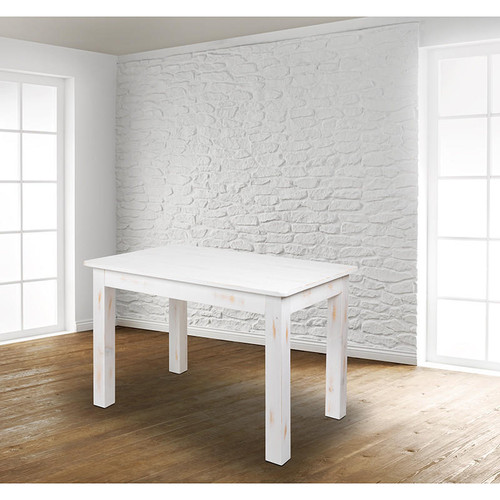  Flash Furniture 46" x 30" Rectangular Antique Rustic White Solid Pine Farm Table 