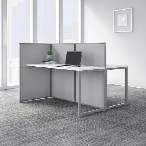  Bush Business Furniture Easy Office White 2 Person Cubicle Desk Workstation with 45H Panels 