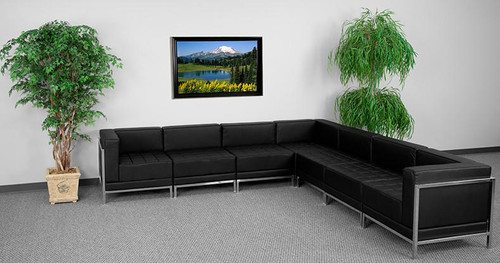  Flash Furniture Imagination Series Tufted Black L-Shaped Sectional Layout 