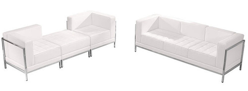  Flash Furniture Imagination Tufted White LeatherSoft Waiting Room Furniture Set 