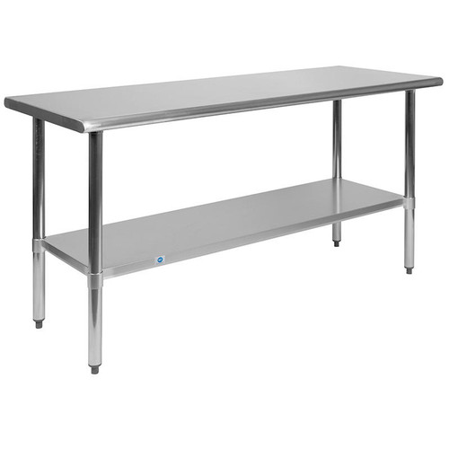  Flash Furniture 60"W x 24"D x 34.5"H Stainless Steel Work Table with Undershelf 