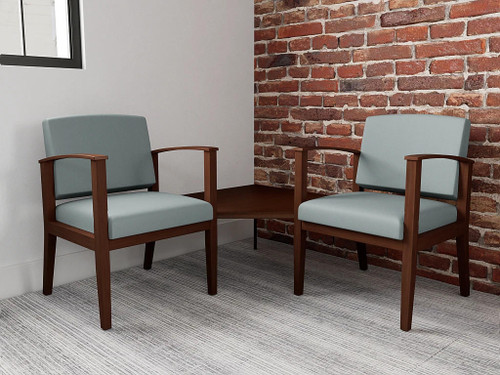  Lesro Amherst Wood 2 Seat Guest Bench with Corner Connecting Table 