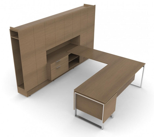 Global Total Office Global Foundations Luxury Wood Veneer U-Desk 