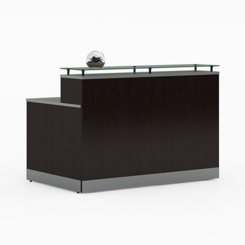 Office Source Cosmo 63"W x 32"D Floating Glass Top Reception Desk RCN6331