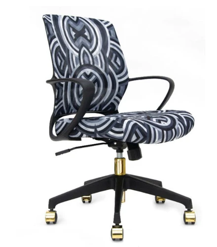 Eurotech Seating Eurotech Elizabeth Sutton Greyscale Patterned Back Chair with Black and Gold Accents