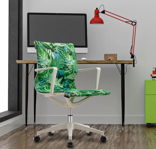 Eurotech Seating Eurotech Elizabeth Sutton Wynwood Green Floral Pattern Office Chair with Silver Accents