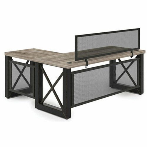  Office Source Riveted Collection Industrial L-Desk with Privacy Panel 