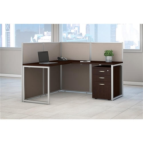 Bush Business Furniture Bush Easy Office L Shaped Cubicle Desk with File Pedestal EOD360SMR 