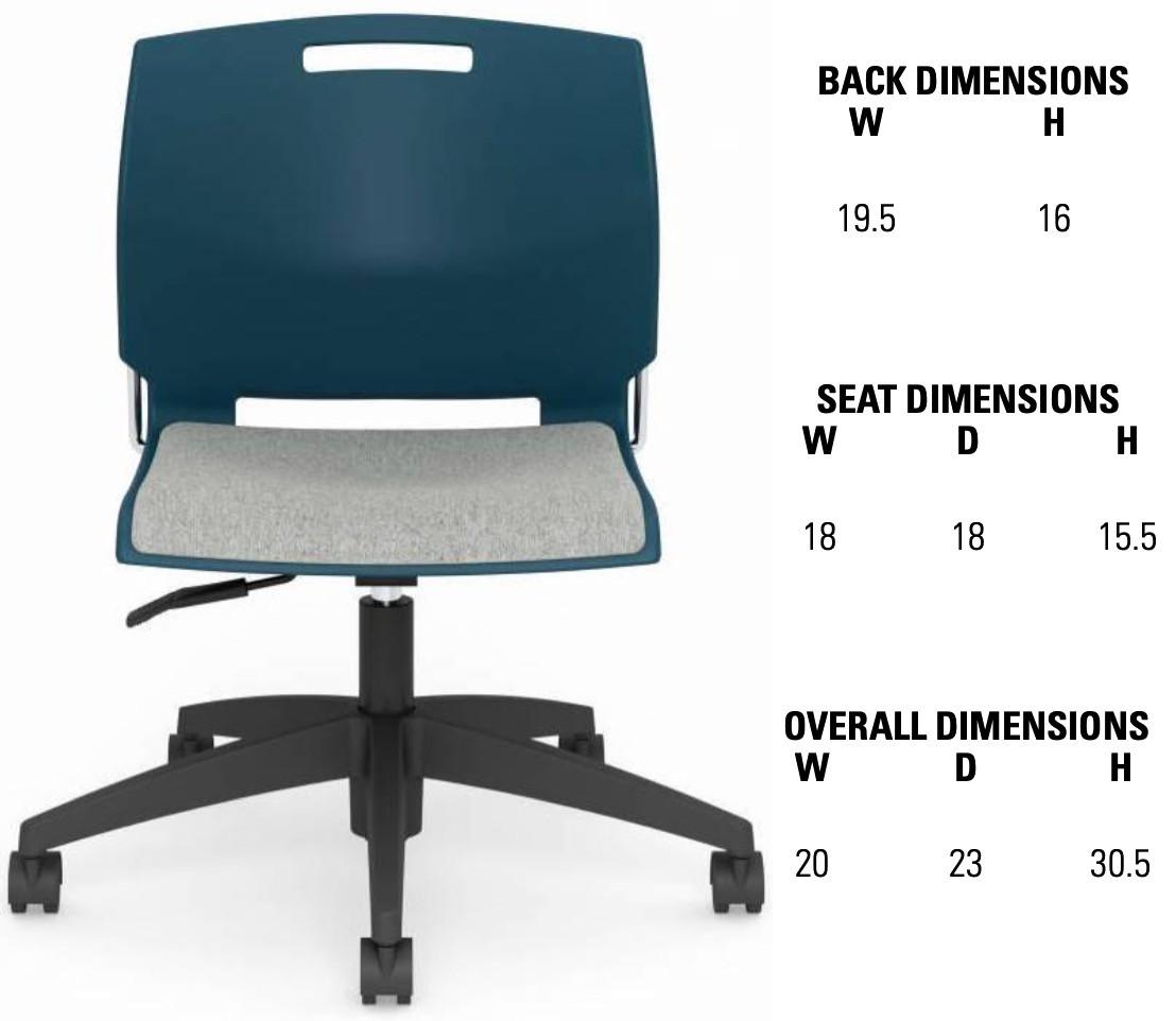 Global Total Office Global Popcorn Armless Task Chair with Upholstered Seat 6743 