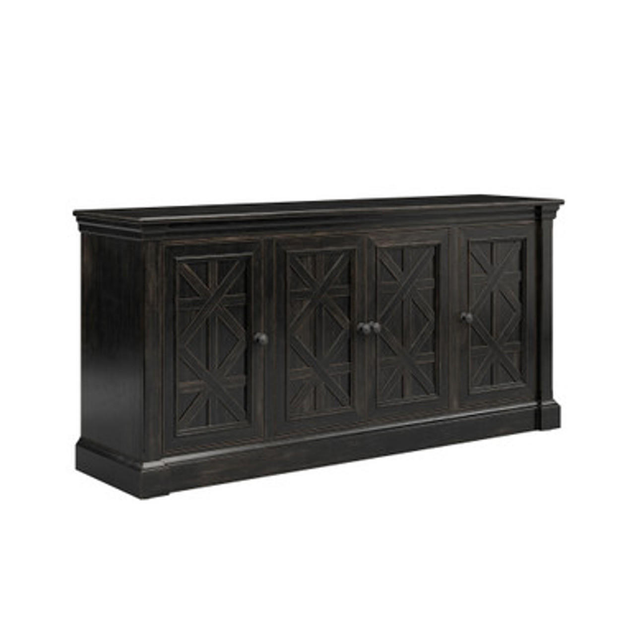  Office Source Stockton Dark Chocolate Wood Veneer 4 Door Console Cabinet IMKN370 