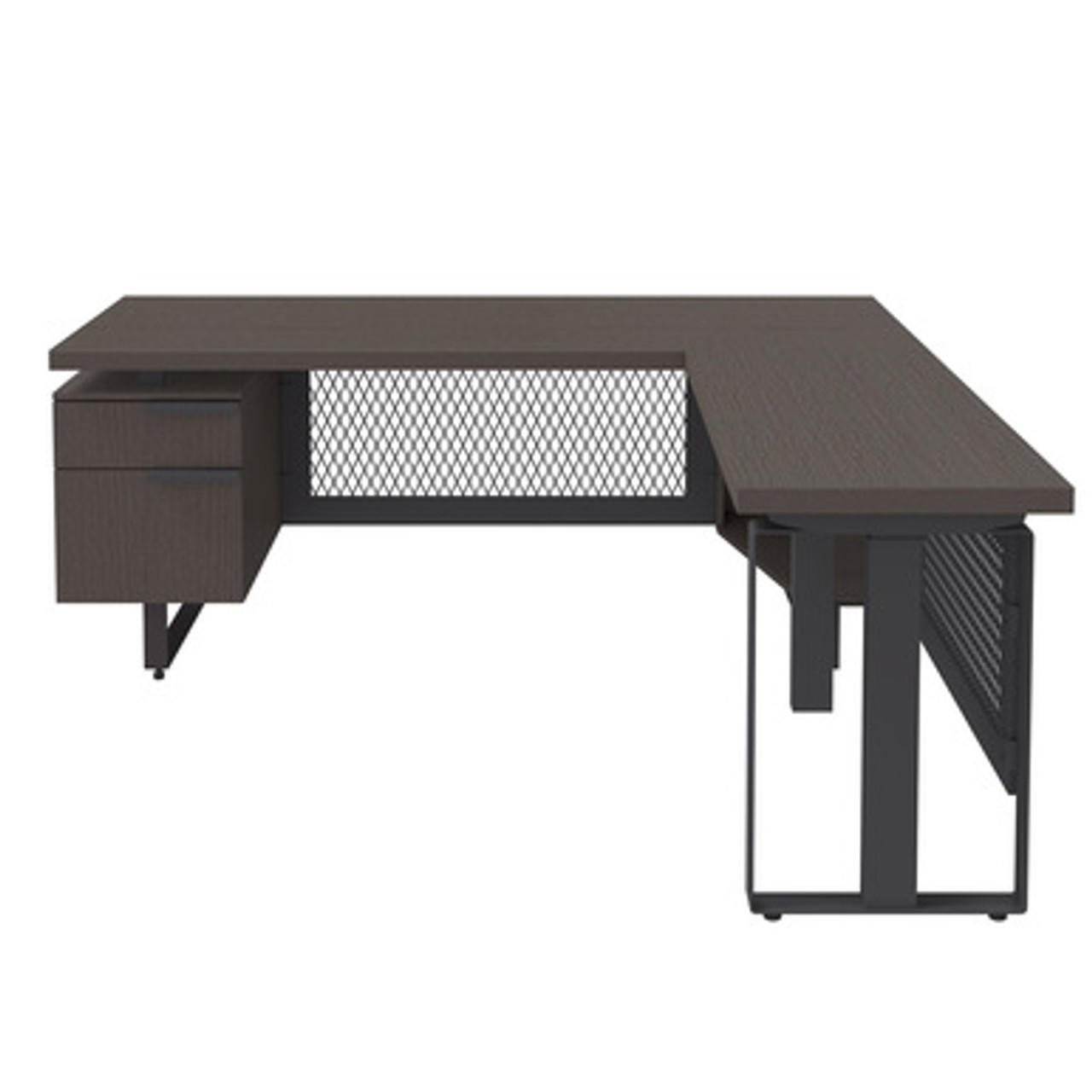  Office Source Palisades Collection Gauntlet Gray Height Adjustable Industrial L-Desk 