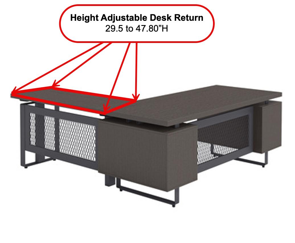  Office Source Palisades Gauntlet Gray Sit-To-Stand Electric L-Desk EVH200 