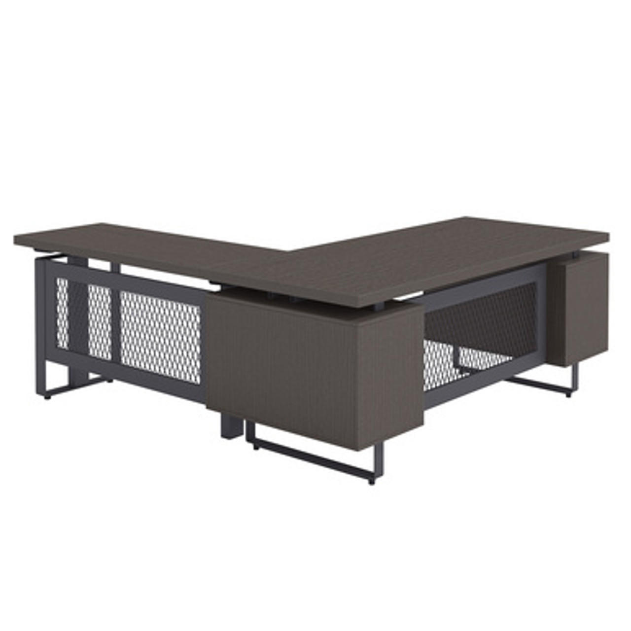  Office Source Palisades Gauntlet Gray Sit-To-Stand Electric L-Desk EVH200 