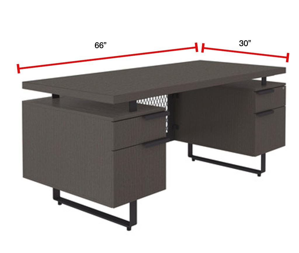  Office Source Palisades Gauntlet Gray Floating Top Double Pedestal Desk EV6630DP 