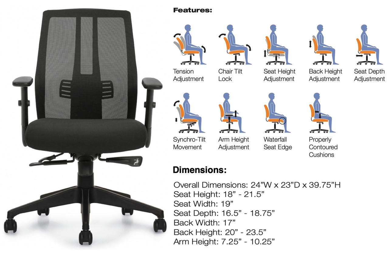 Offices To Go Mesh Back Synchro-Tilter Task Chair OTG10707B