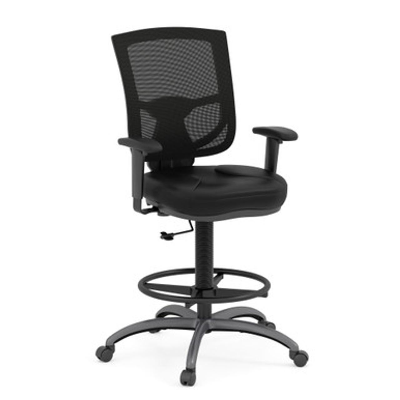  Office Source CoolMesh Pro Collection Task Stool with Leather Seat 8051ANSL 