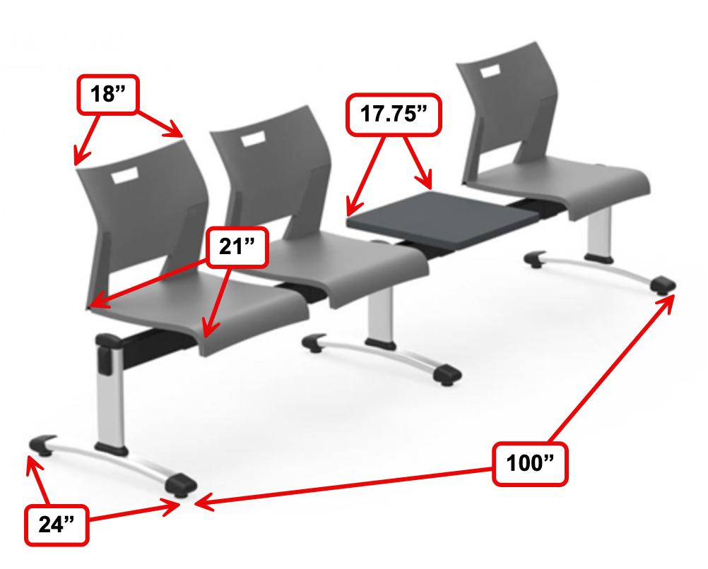 Global Total Office Global Duet 3 Person Beam Chair with Table DUT503