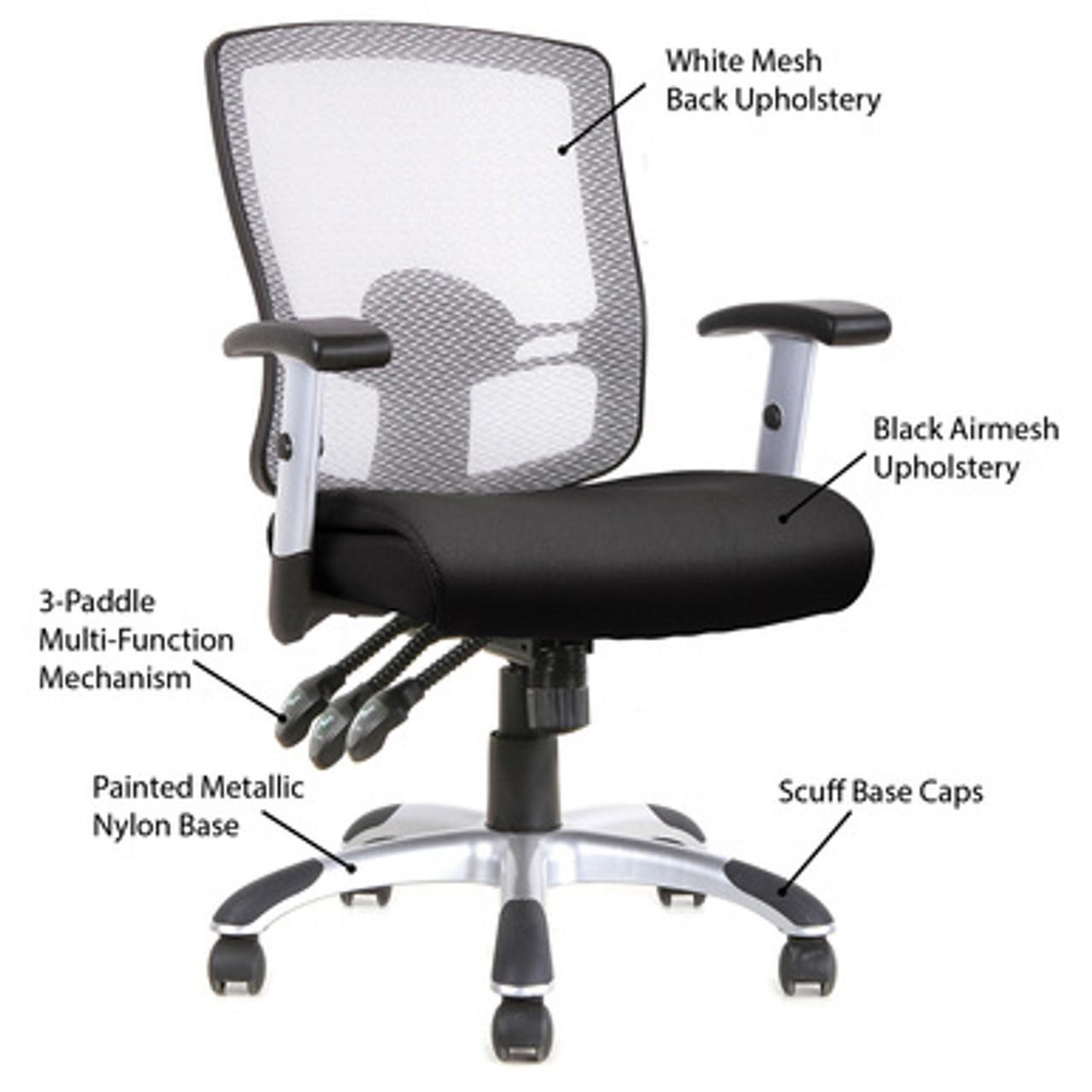  Office Source Artesa Collection White Mesh Task Chair 11503F 