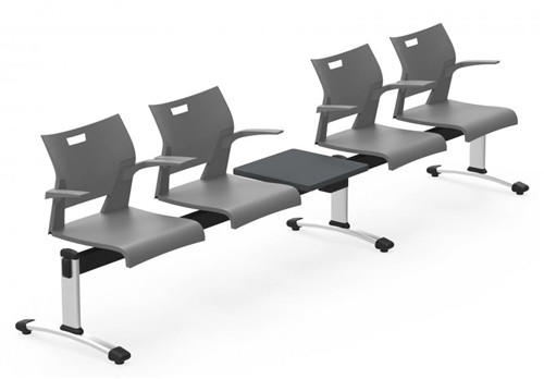 Global Total Office Global Duet 4 Person Beam Chair with Power Outlets and Table DUT504