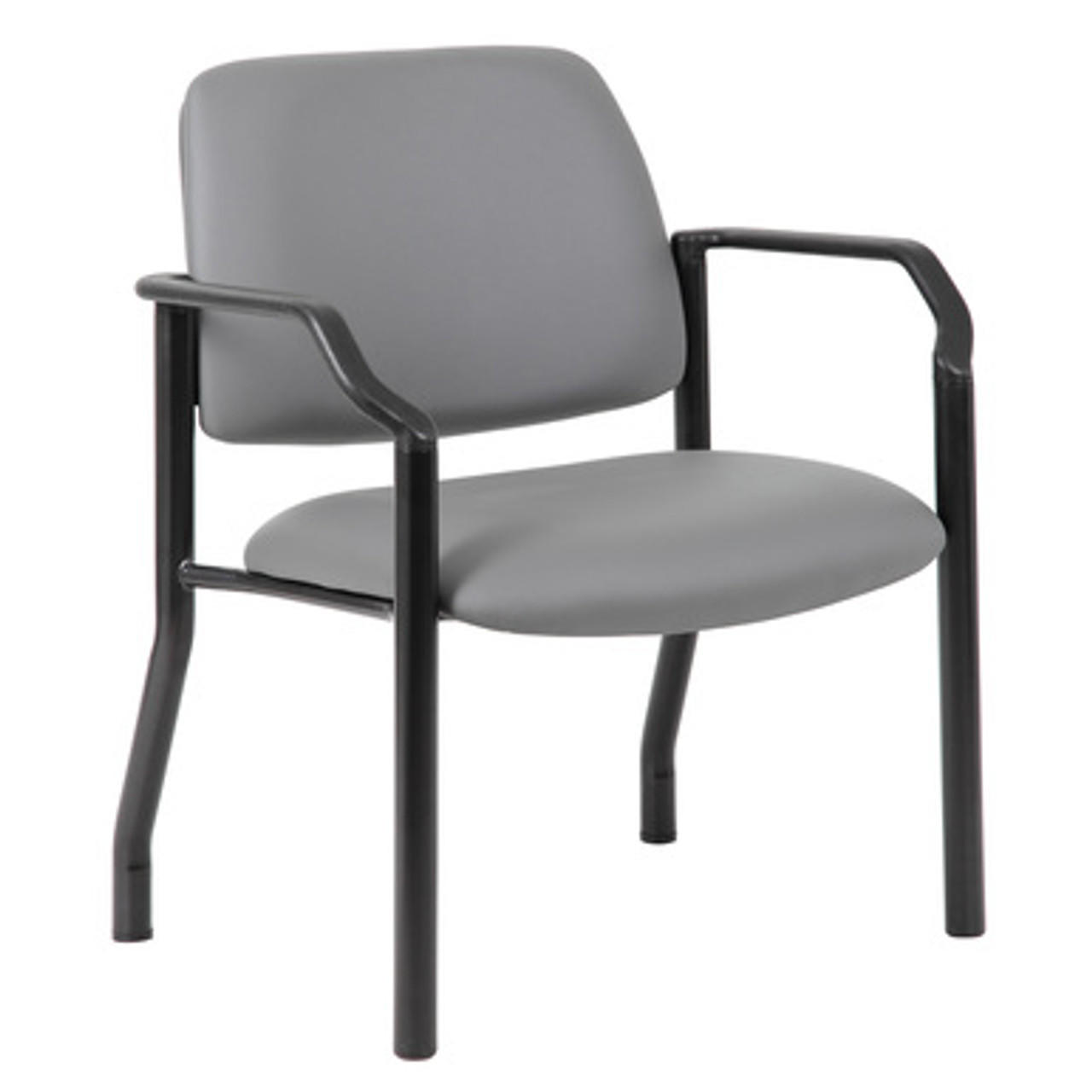 500 lbs. Capacity Antimicrobial Black Vinyl Guest Chair with Arms