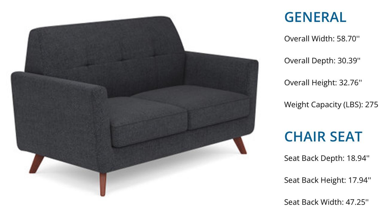 Office Source Partridge Collection Loveseat with Wood Legs 50611F