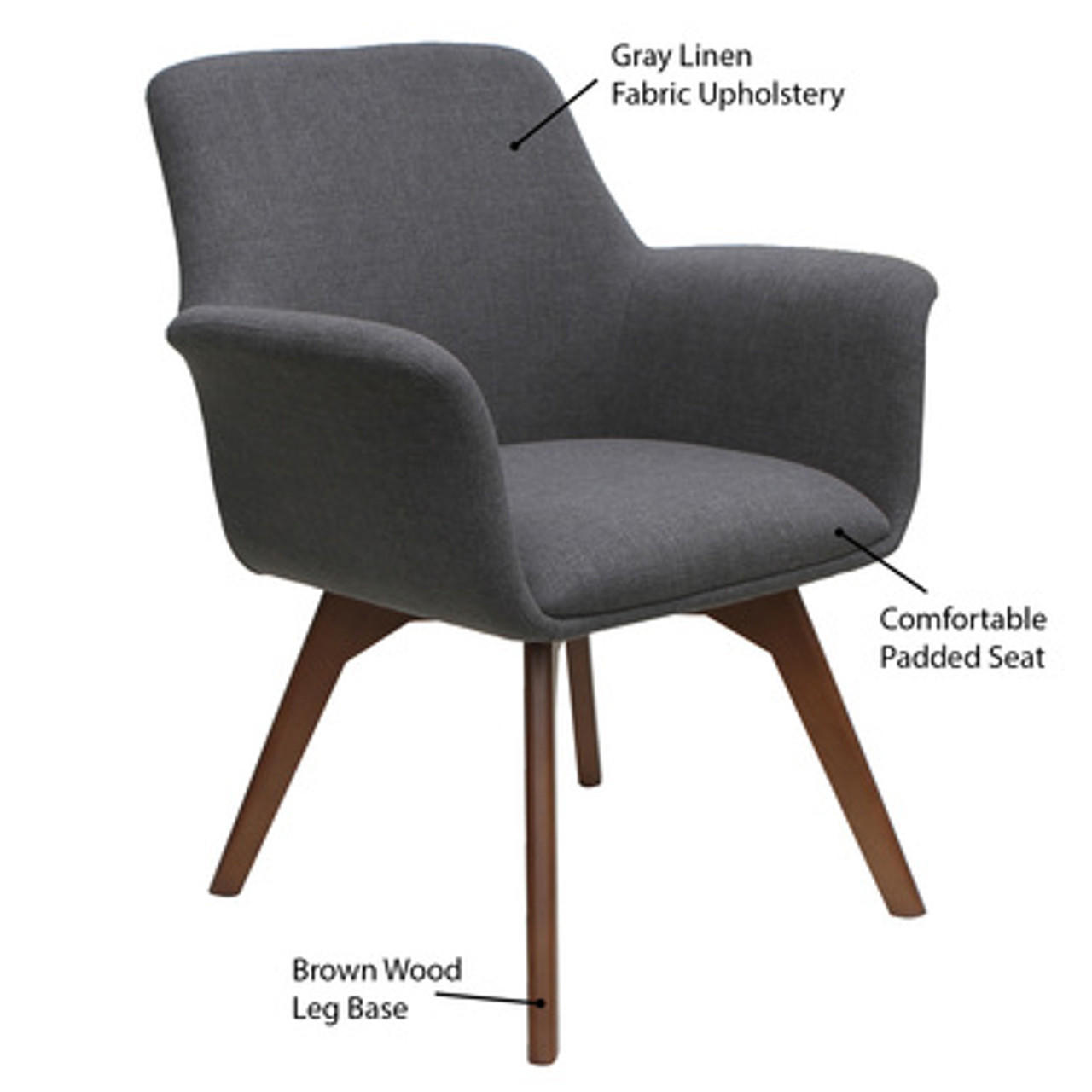Office Source Bolster Mid Back Gray Accent Chair 12881F