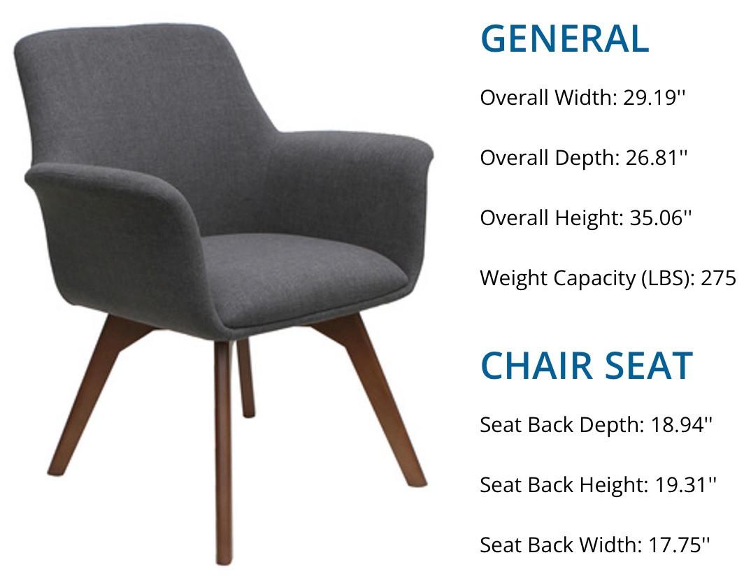  Office Source Bolster Mid Back Gray Accent Chair 12881F 
