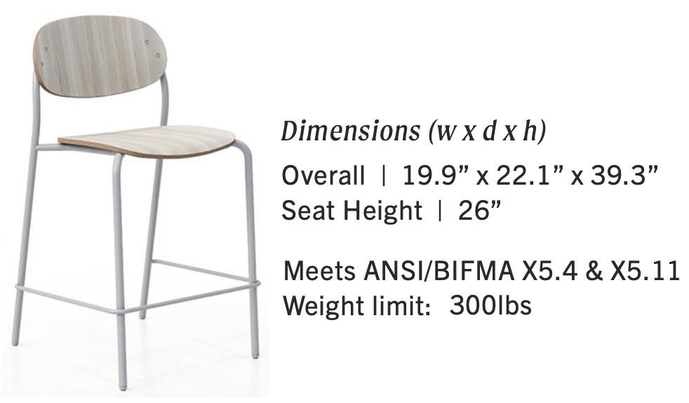 KFI Studios KFI Tioga Wood Laminate Seat and Back Counter Stool CT8500