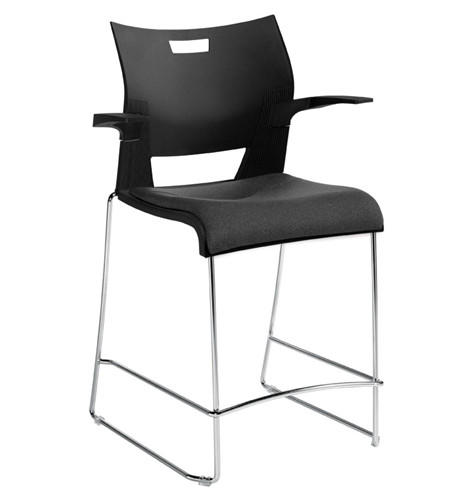 Global Total Office Global Duet Series 6662 Counter Height Bar Stool with Arms and Upholstered Seat