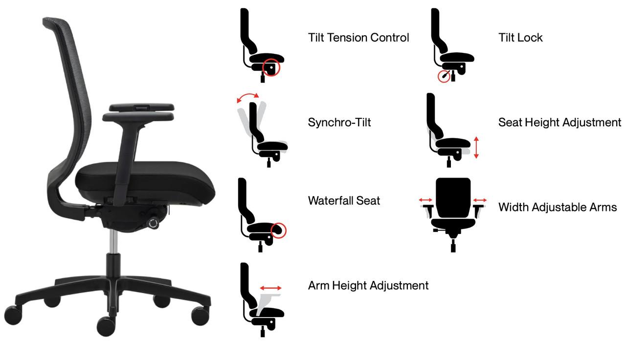 Eurotech Seating Adapt Mid Back Ergonomic Office Chair