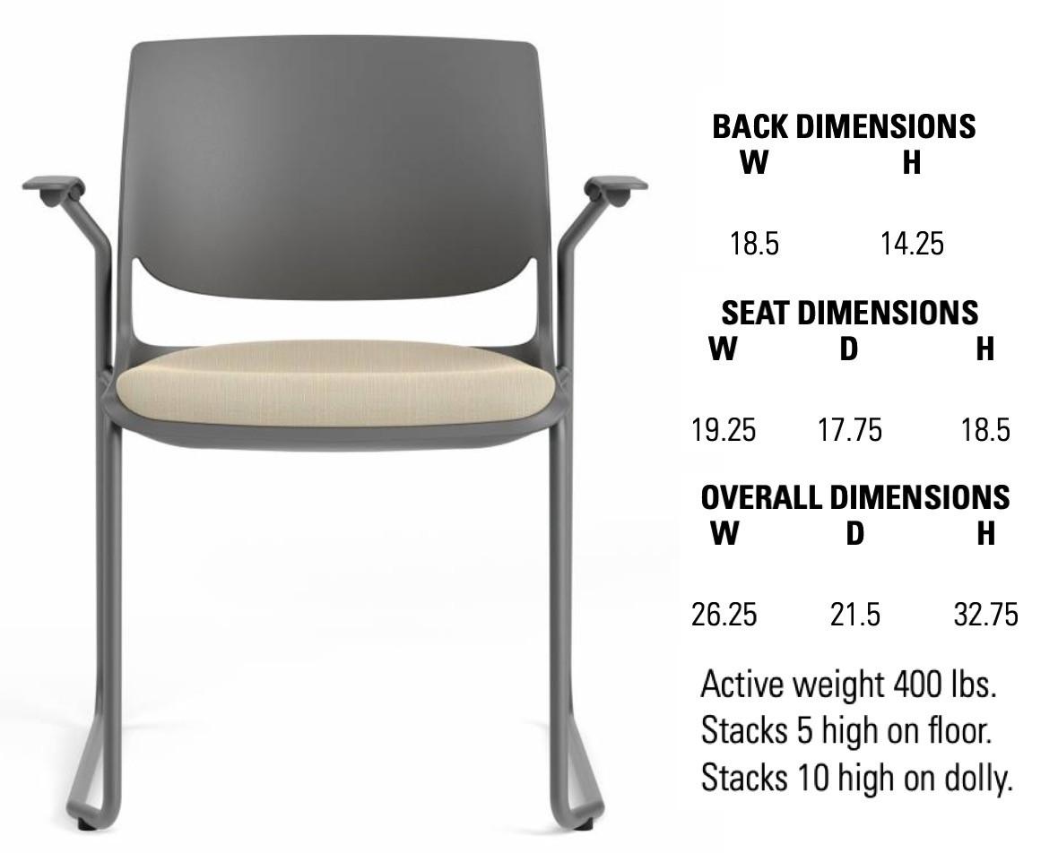 Global Total Office Global Rebound Sled Base Multi Purpose Stack Chair with Upholstered Seat R6APU