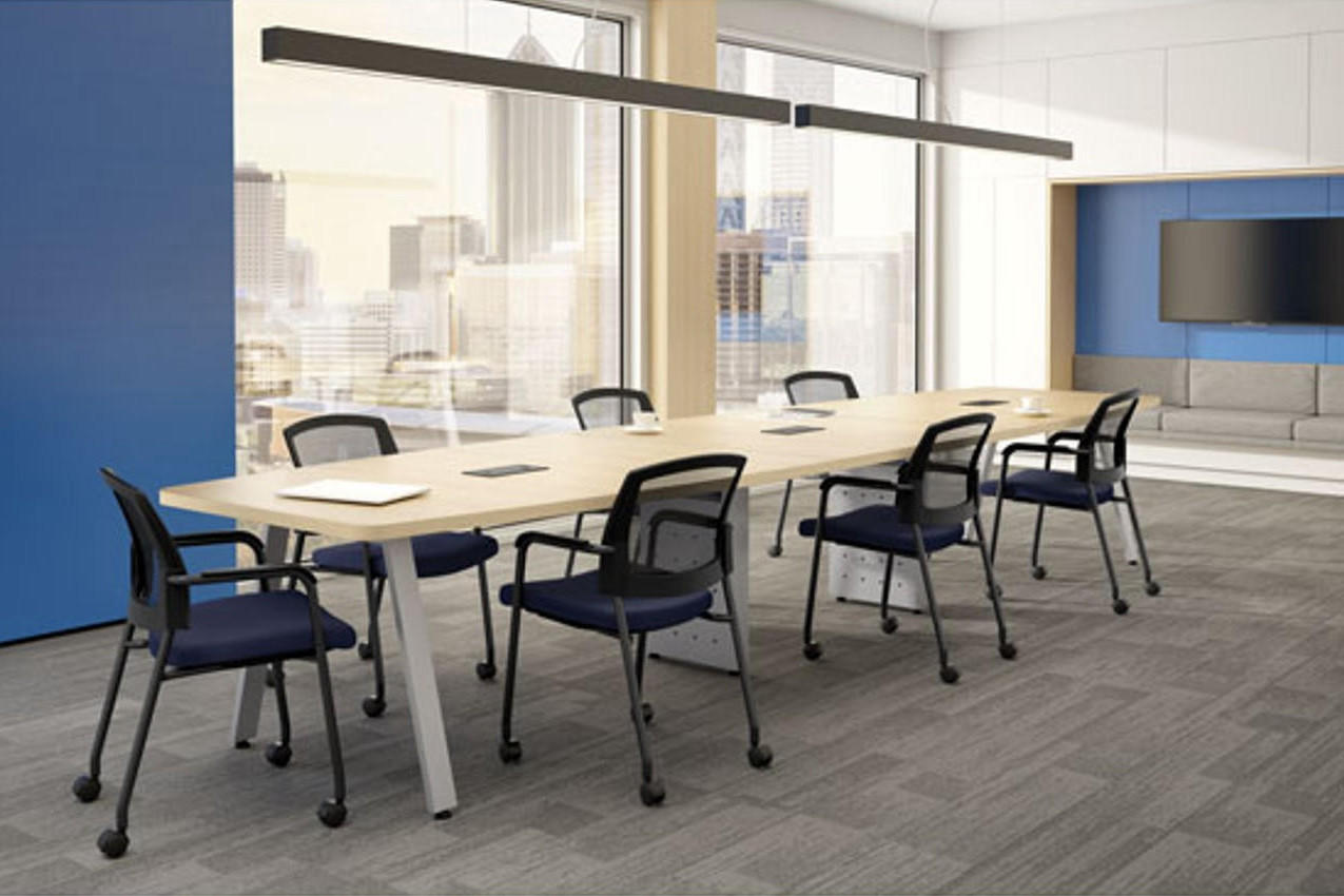  Office Source OS Laminate Large Modern Boat Shaped Conference Table (Available with Power!) 