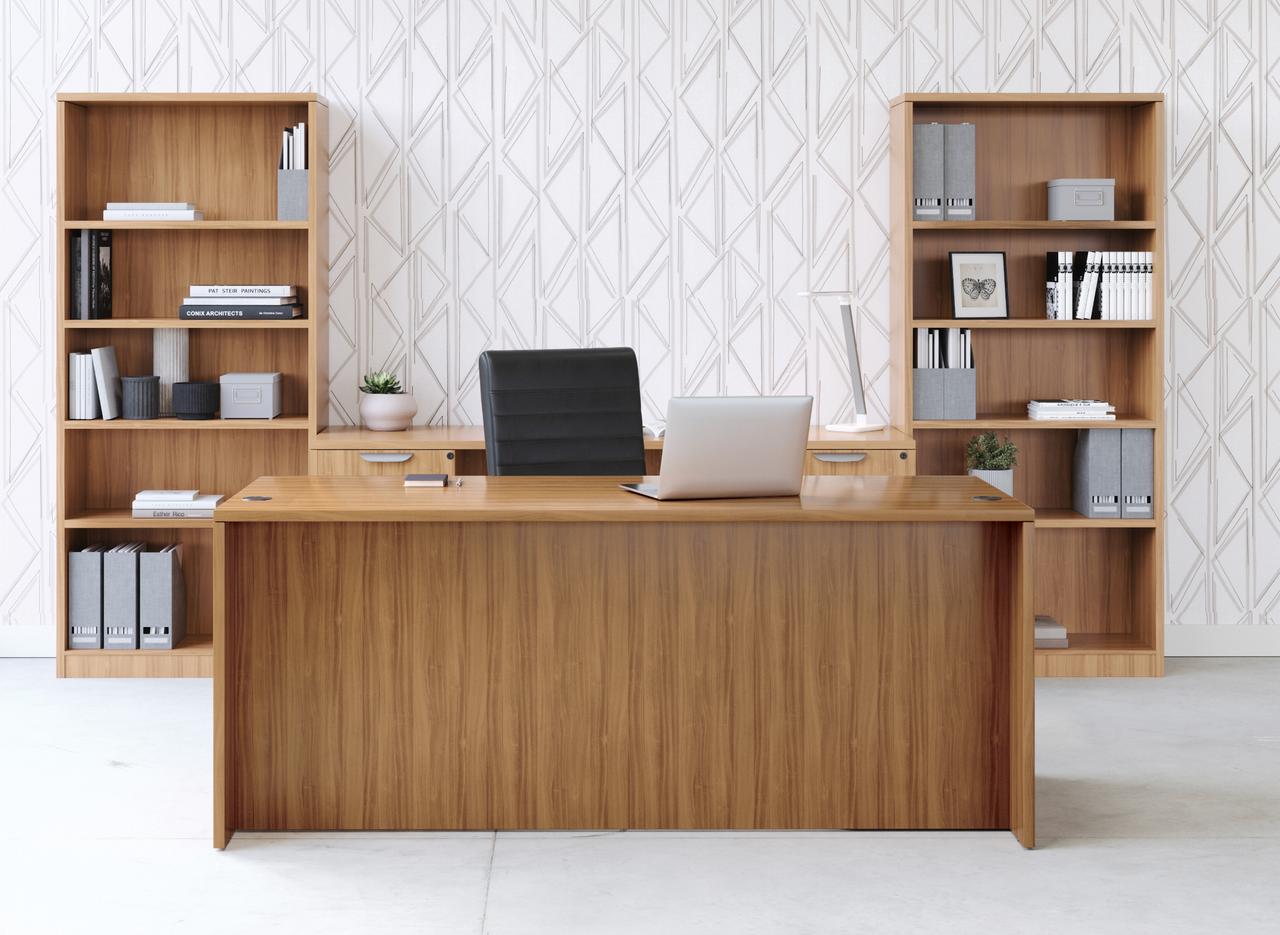  Offices To Go Superior Laminate 71" Executive Desk with Credenza and Bookcases 