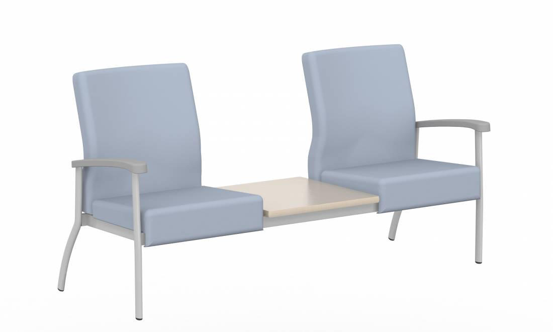 Global Total Office Global Care Belong Collection 2 Person Vinyl Guest Bench with Laminate Connecting Table GC4236 